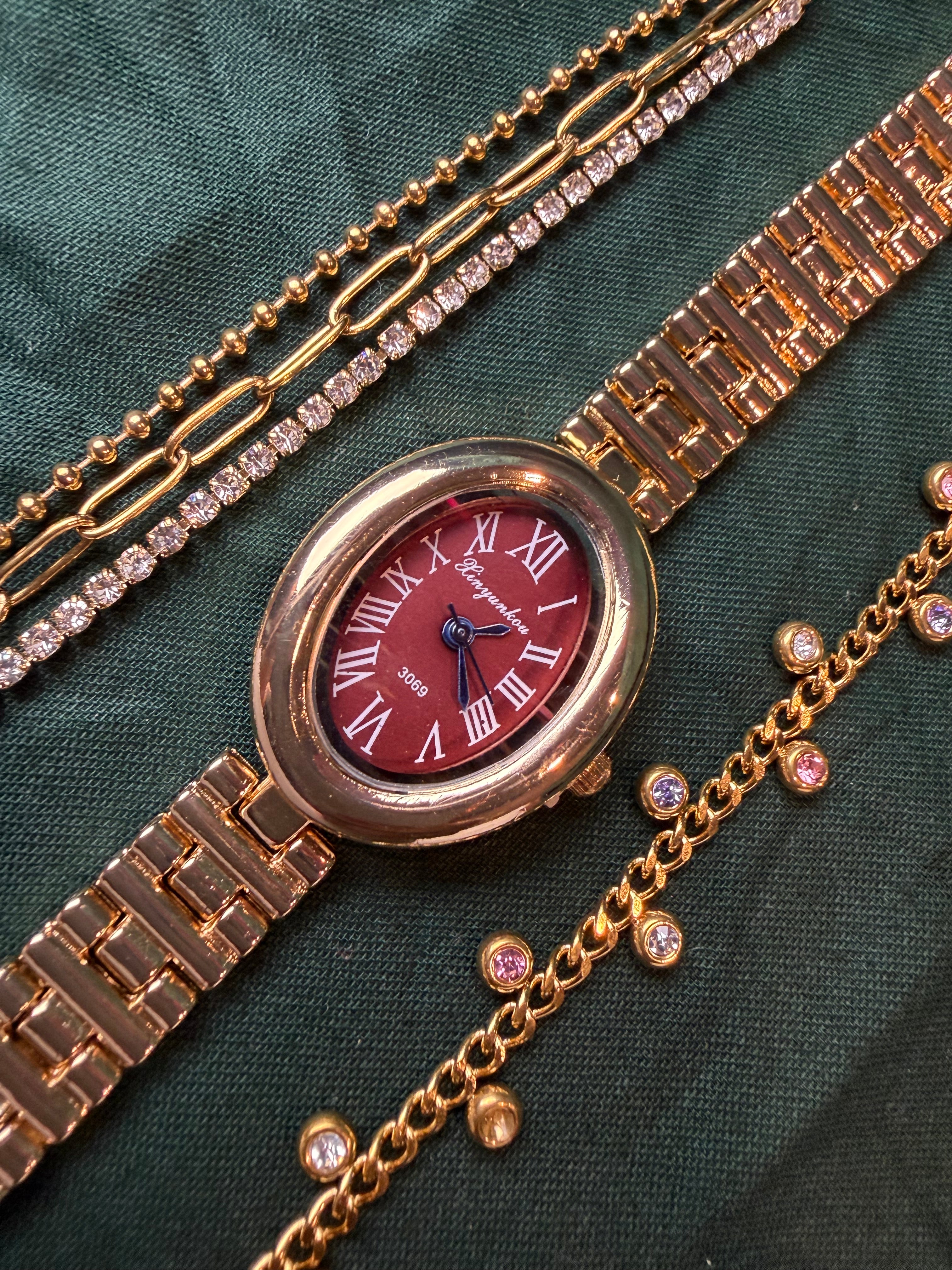 Luxe Cherry Oval Watch Stack