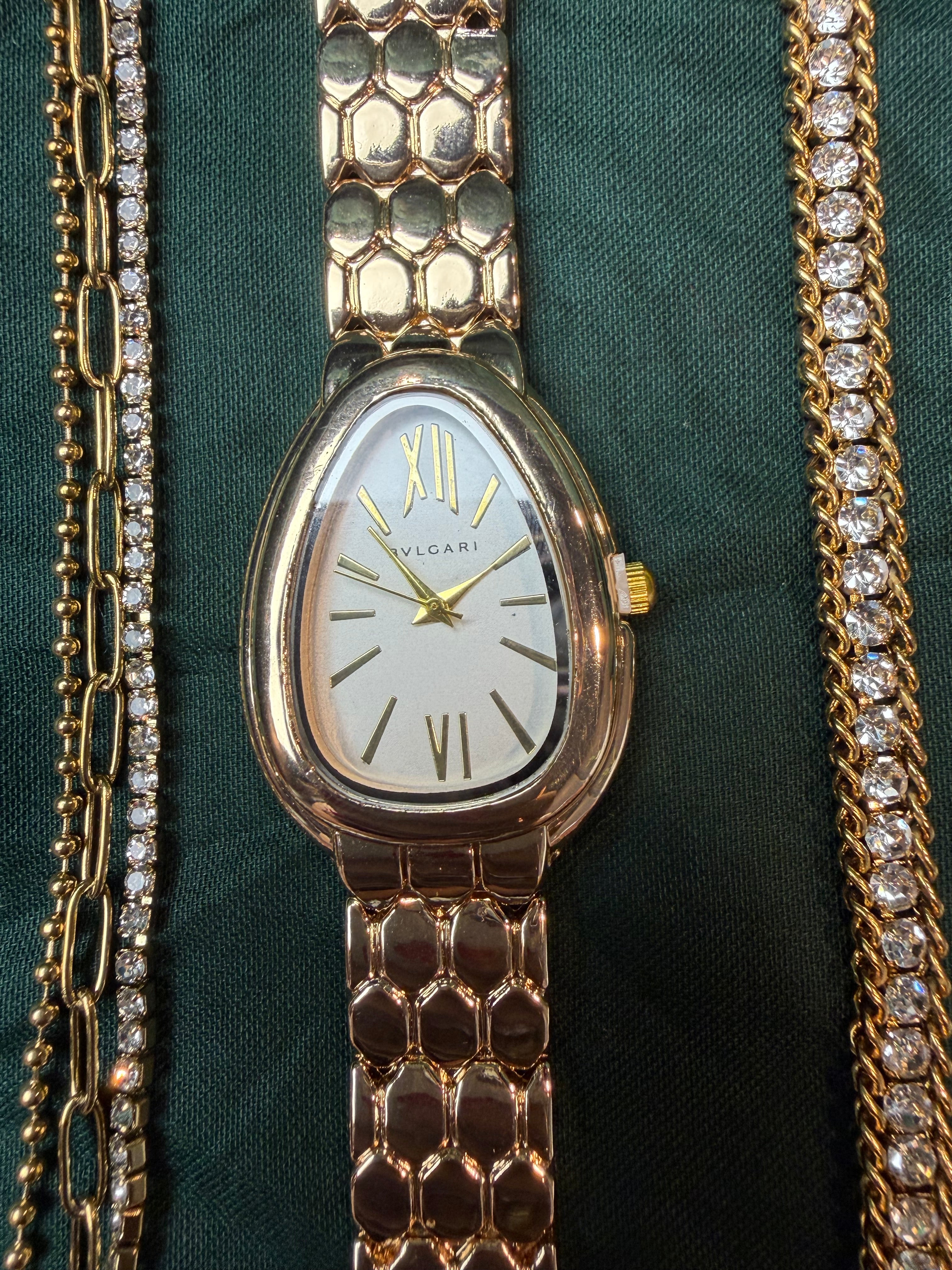 Gold Teardrop Watch Stack